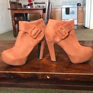 Slightly darker than camel brown heel booties